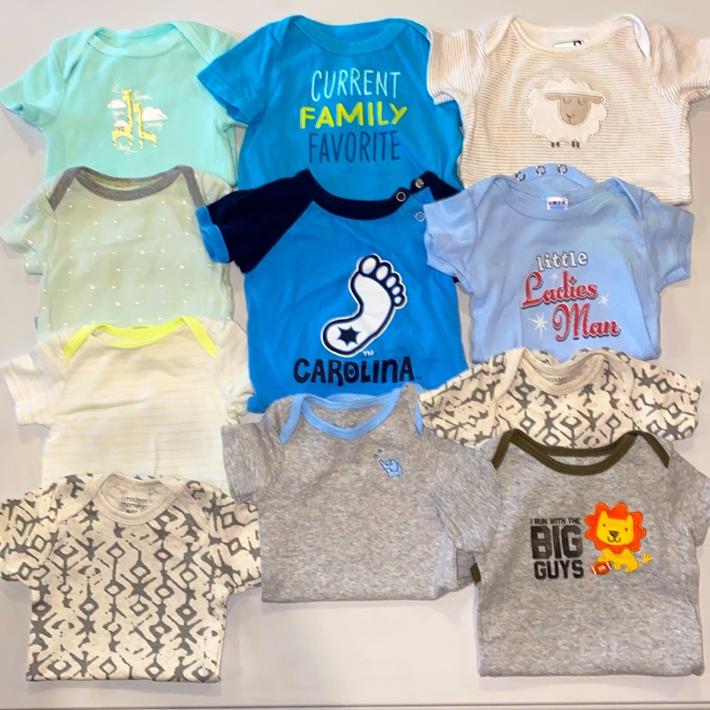 11 piece baby boy t-shirt/onesie bundle; 3-6 months